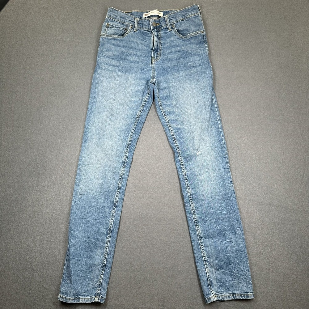 Levi's 502 Jeans Boys 16R Blue Light Wash Denim Regular Taper Distressed Whisker